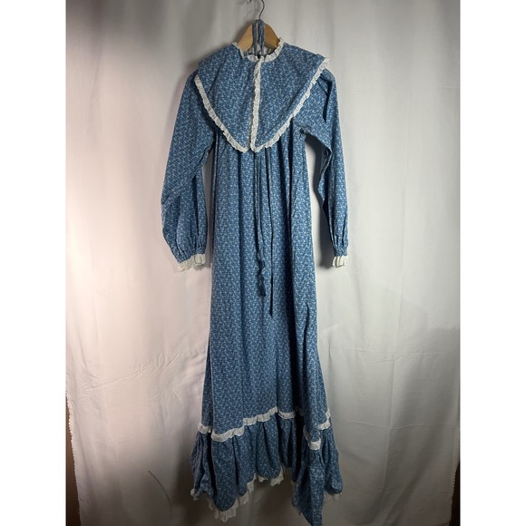 VTG Prairie Maxi Dress with Bonnet Cottagecore Pioneer Holly Hobby Costume - Picture 2 of 12